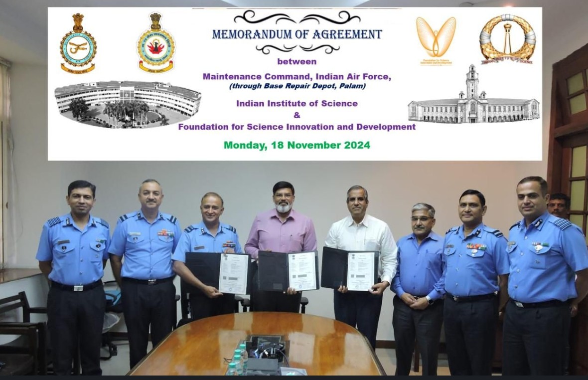 The Indian Air Force (IAF) signs a Memorandum of Agreement (MoA) with IISc and FSID.